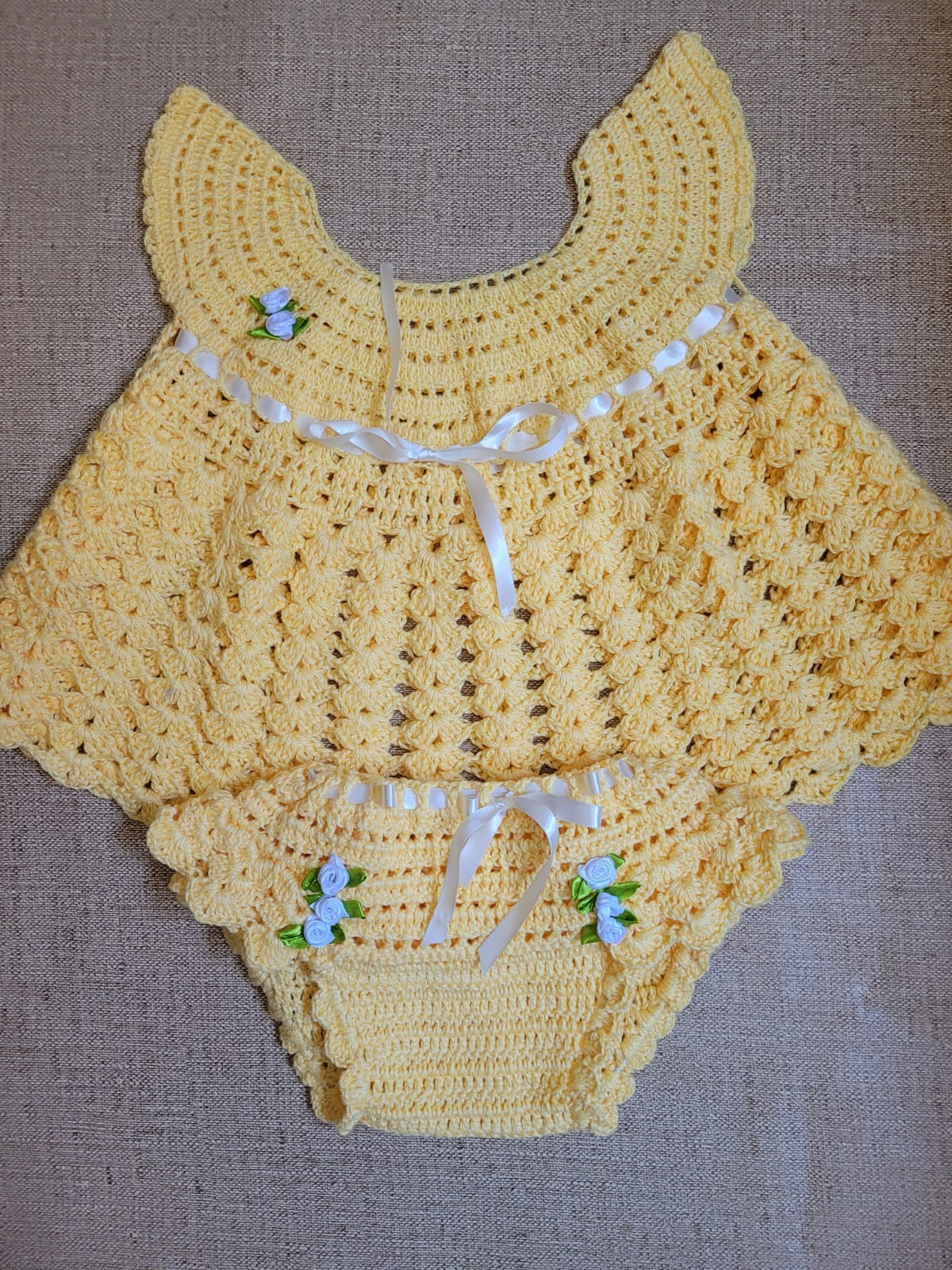 Vestido amarelo de best sale crochê