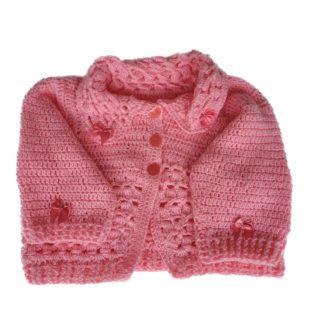 Casaco crochê rosa