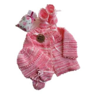 Conjunto tricô 4 peças rosa mescla